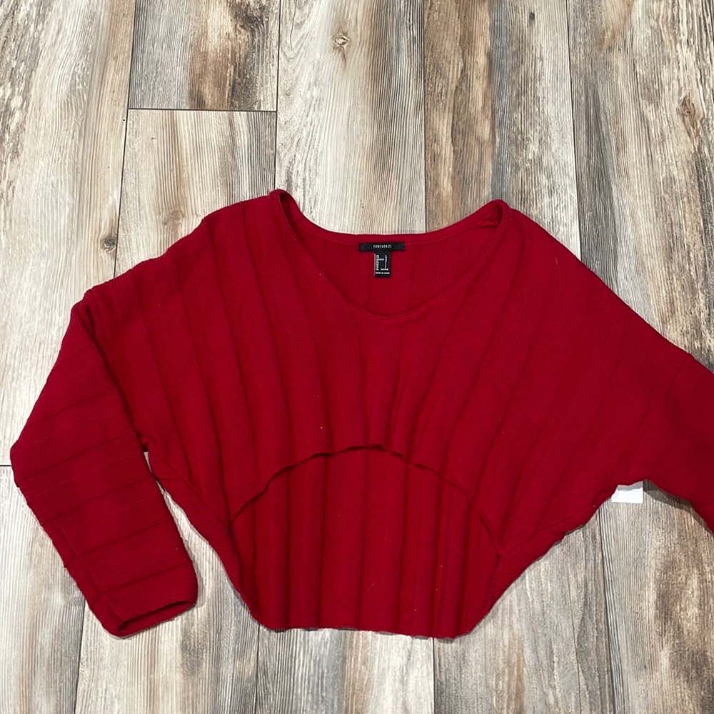 Red Cropped Sweater Forever 21 size large.